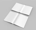 Blank white catalog, magazines, book mock up design on grey background.