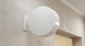 Blank White Round Shop Sign Mockup on Textured Wall Royalty Free Stock Photo