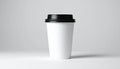 Blank White Coffee Cup with Black Lid on White Background Royalty Free Stock Photo