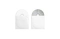 Blank white compact disks packaging mockup, top and back side