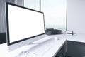Blank white computer Royalty Free Stock Photo