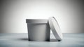 Blank white container with lid on a textured surface Royalty Free Stock Photo