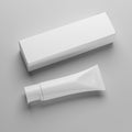 Blank white cosmetic tube on gray background. 3D rendering
