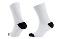 Blank white cotton long sock with black heel on invisible foot isolated on white background as mock up for advertising, branding. Royalty Free Stock Photo