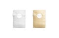 Blank white and craft rectangle paper bag with sticker mockup Royalty Free Stock Photo