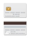 Blank white credit card template from both sides. Vector mockup of credit card with EMV chip Royalty Free Stock Photo