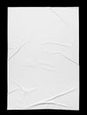 Blank white crumpled paper poster texture background. White paper wrinkled poster template Royalty Free Stock Photo