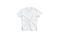 Blank white crumpled t-shirt mockup flat lay, top view