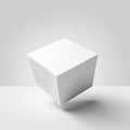 blank white cube box on grey background Royalty Free Stock Photo