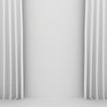 Blank white curtain or drapes on white-gray background Royalty Free Stock Photo