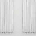 Blank white curtain or drapes on white-gray background Royalty Free Stock Photo
