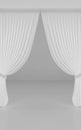 Blank white curtain or drapes on white-gray background Royalty Free Stock Photo