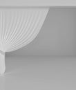 Blank white curtain or drapes on white-gray background Royalty Free Stock Photo