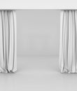 Blank white curtain or drapes on white-gray background Royalty Free Stock Photo