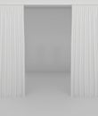 Blank white curtain or drapes on white-gray background Royalty Free Stock Photo