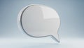 Blank White 3D Speech Bubble Icon on Blue Background chat message Royalty Free Stock Photo