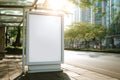 Blank White Digital Screen Signboard Mockup in Public Area Royalty Free Stock Photo