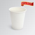 Blank white disposable coffee cup isolated on white background vector illustration. Royalty Free Stock Photo