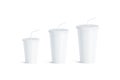 Blank white disposable cup straw mock up set isolated,