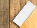 Blank white document paper in openning brown paper envelope Royalty Free Stock Photo