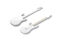 Blank white electric guitar mockup, front and back side view