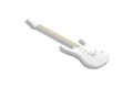 Blank white electric guitar mockup, side view