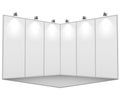 Blank white exhibition stand 3x3 sections template.