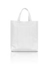 Blank white fabric canvas bag isolated on white background Royalty Free Stock Photo