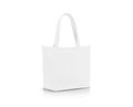 Blank white fabric canvas shopping bag for save global warming