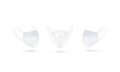 Blank white fabric face mask mockup, front and side view. Royalty Free Stock Photo
