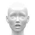 Blank White Female Fear Face Emotion - Front view