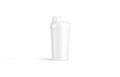 Blank white fitness shaker bottle mockup, front view