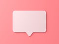 Blank white flat speech bubble social media notification pin on light pink orange pastel color wall background with Royalty Free Stock Photo