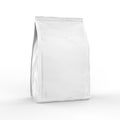 Blank white foil or paper food stand up pouch mockup, snack sachet bag packaging mock up