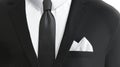 Blank white folded pocket square classic suit mockup, front view