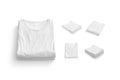 Blank white folded square t-shirt mock up, different views