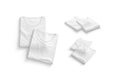 Blank white folded square t-shirt mockup pair, different views