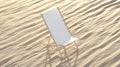 Blank white folding beach chair mockup, sand background