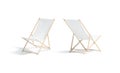 Blank white folding beach chair mockup, side and back view