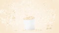 Blank white food bucket with popcorn mockup on yellow background Royalty Free Stock Photo
