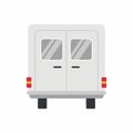 Blank white food truck icon. Rear view vehicle food truck. Vector flat cartoon illustration realistic delivery service van Royalty Free Stock Photo