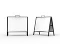 Blank white A frame metallic outdoor advertising stand mockup set, isolated, 3d rendering. Clear street signage board mock Royalty Free Stock Photo