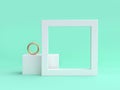 Blank white frame minimal green background 3d render Royalty Free Stock Photo