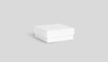 Blank white gift box with lid mockup isolated on gray