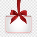 Blank white gift card template with red bow Royalty Free Stock Photo
