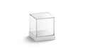 Blank white glass showcase cube mock up, isolated