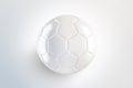 Blank white glossy leather soccer ball mock up, top view,