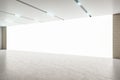 Blank white glowing wall in empty modern hall Royalty Free Stock Photo