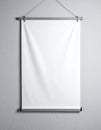 Blank White Hanging Banner on Grey Wall Royalty Free Stock Photo