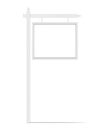 Blank white hanging signboard, vector mock-up. Empty street outdoor sign, mockup for design